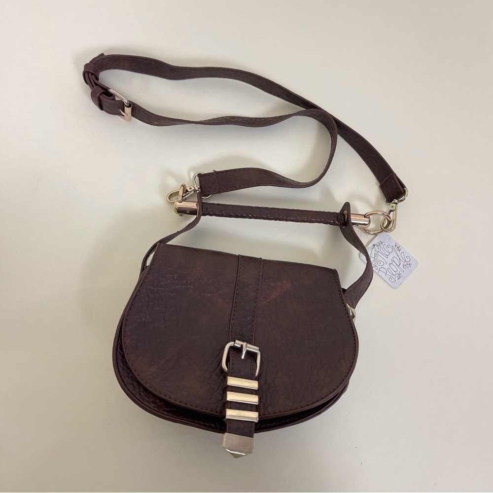 NWT Free People Messenger Crossbody Buckle Bag Mini Purse in Brown